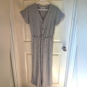 Striped V-Neck Button-Down Romper